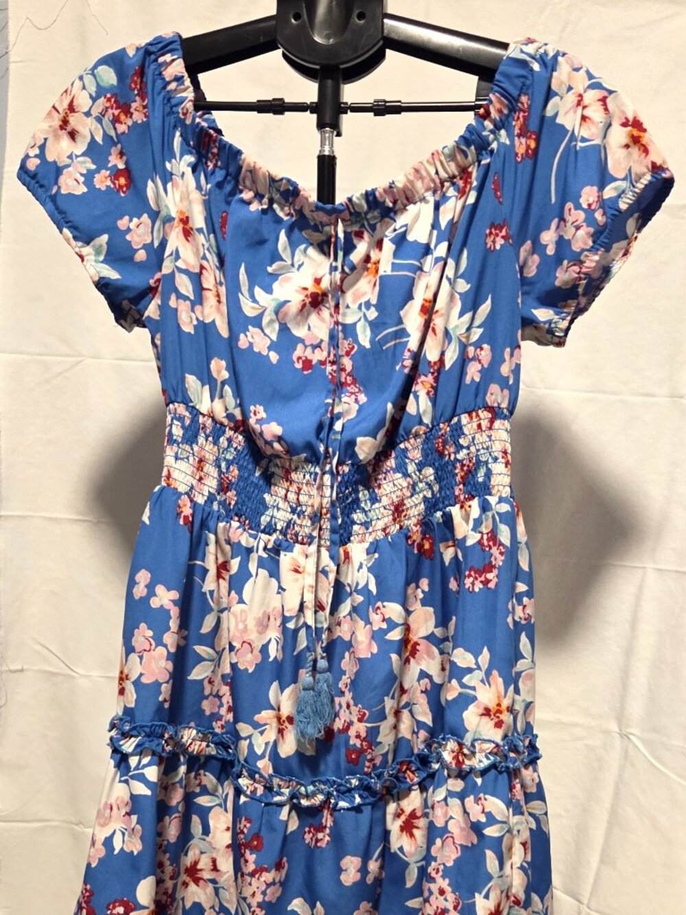 Charlotte Russe Blue Floral Lightweight Dress Size Large - Good Condition
